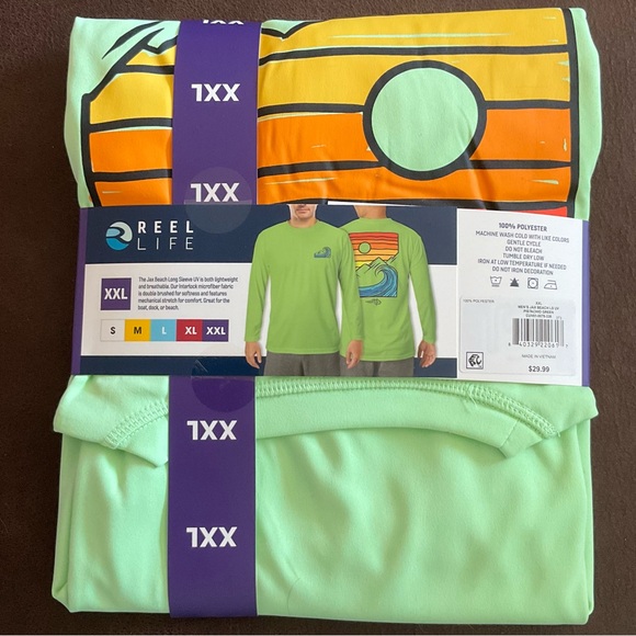 REEL LIFE Jax Beach Long Sleeve UV Rash Guard - XXL - Picture 3 of 4
